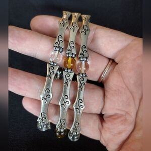 Silver Beaded Bracelet Set